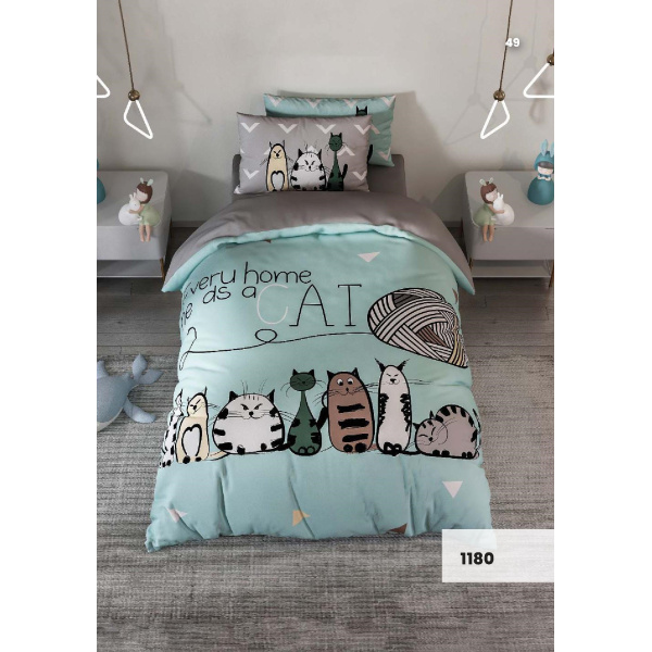 روتختی سه بعدی یک نفره طرح گربه مدل 1180 کارینا 5 تکه سایز 120x200 