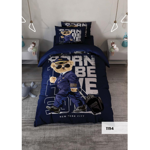 روتختی سه بعدی یک نفره طرح تدی خلبان مدل 1194 کارینا 5 تکه سایز 120x200 