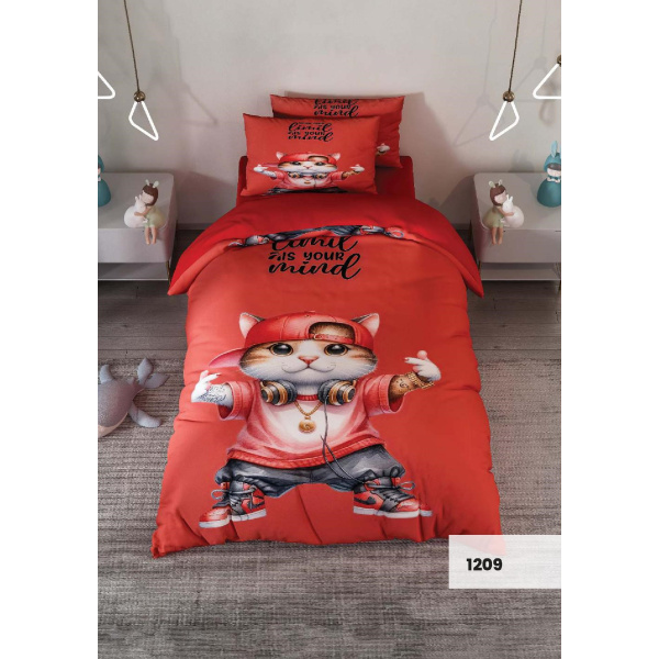 روتختی سه بعدی یک نفره طرح گربه مدل 1209 کارینا 5 تکه سایز 120x200 