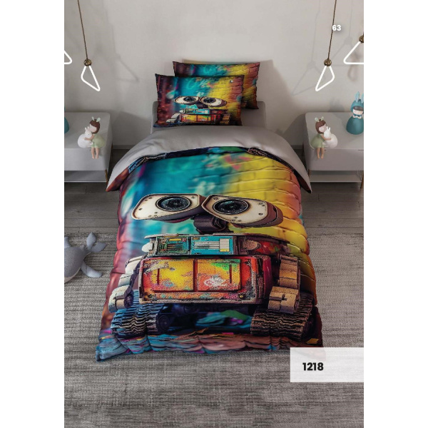 روتختی سه بعدی یک نفره طرح وال مدل 1218 کارینا 5 تکه سایز 120x200 