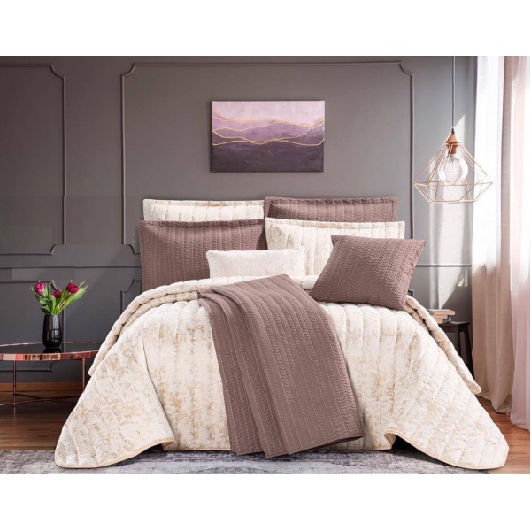 سرویس روتختی عروس لامیسون کاردلن مدل ZHina کد رنگ 05 دو نفره (کینگ) 7 تکه