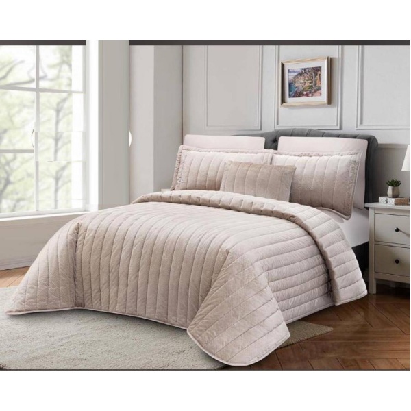 سرویس روتختی عروس لامیسون کاردلن مدل Eylul رنگ نسکافه ای دو نفره (کینگ) 7 تکه