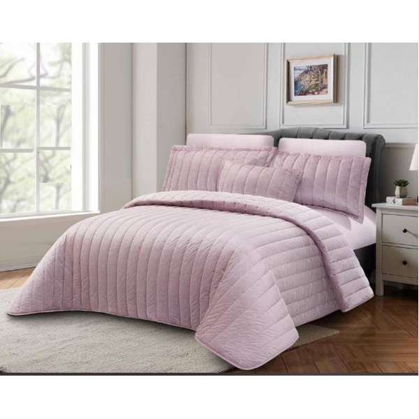 سرویس روتختی عروس لامیسون کاردلن مدل Eylul رنگ صورتی دو نفره (کینگ) 7 تکه