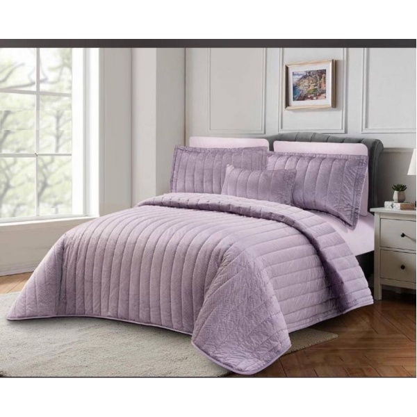 سرویس روتختی عروس لامیسون کاردلن مدل Eylul رنگ بنفش دو نفره (کینگ) 7 تکه