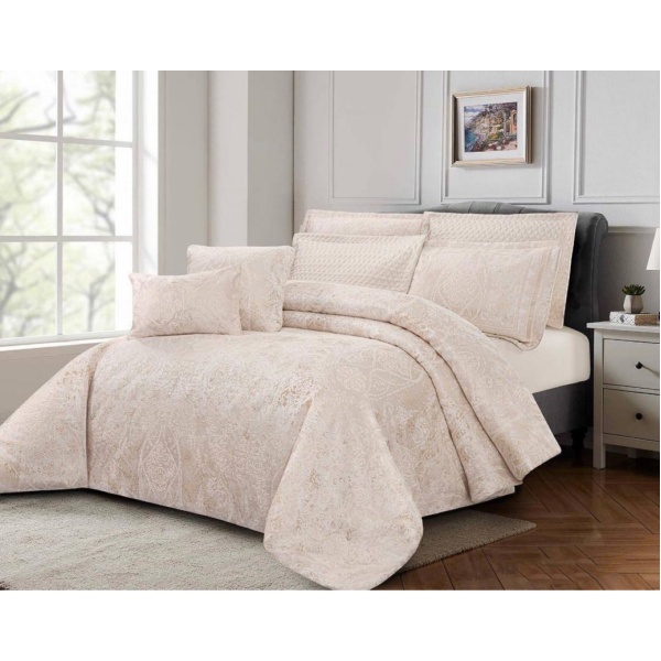 سرویس روتختی عروس لامیسون کاردلن مدل Demi رنگ بژ دو نفره (کینگ) 7 تکه