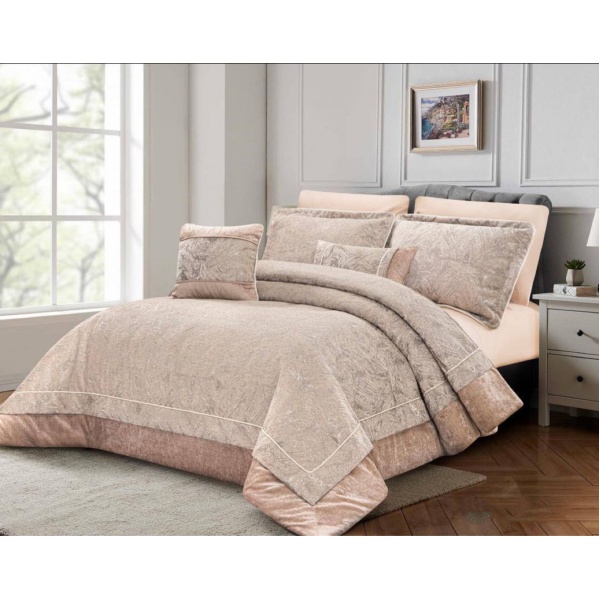 سرویس روتختی عروس لامیسون کاردلن مدل Eva رنگ نسکافه ای دو نفره (کینگ) 7 تکه