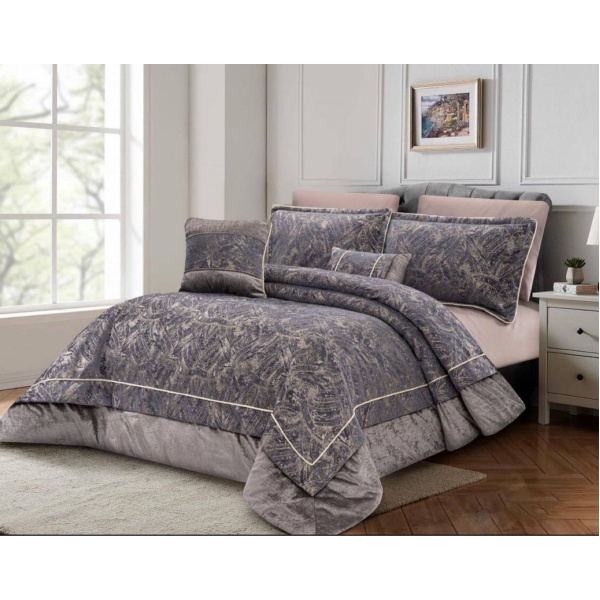 سرویس روتختی عروس لامیسون کاردلن مدل Eva رنگ مشکی دو نفره (کینگ) 7 تکه