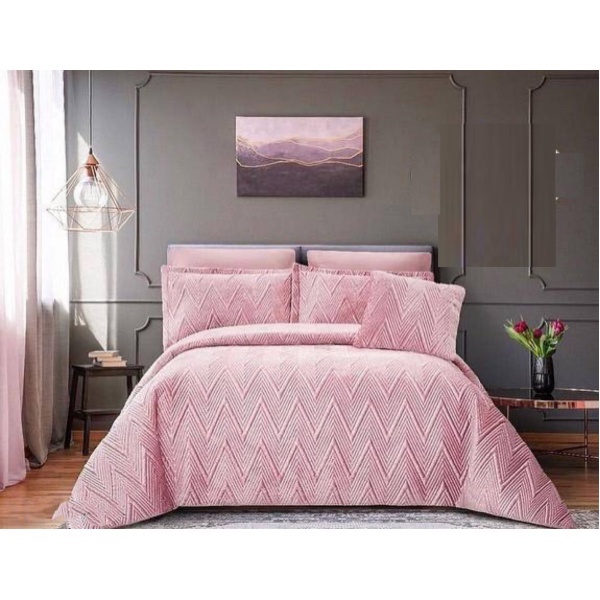 سرویس روتختی عروس لامیسون کاردلن مدل Elli رنگ صورتی دو نفره (کینگ) 7 تکه