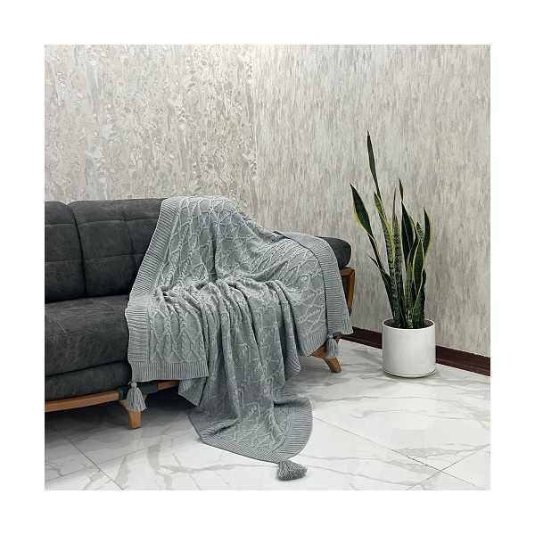 شال مبل و تخت مدل سایه طوسی روشن سایز 170×140 سانتی متر