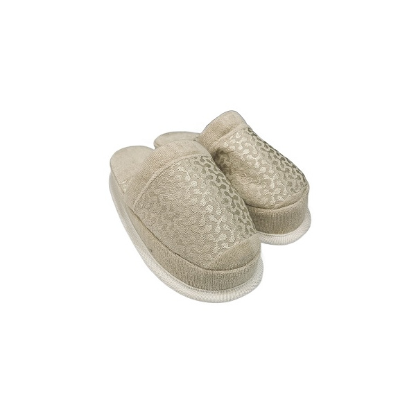 دمپایی حوله ای حمام فی ارس طرح مولکولی کرم 