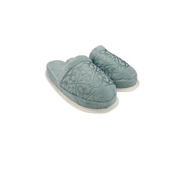 دمپایی حوله ای حمام فی ارس طرح شاه مات سبز آبی 